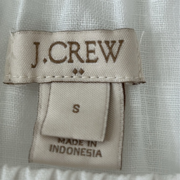 J Crew Scalloped Edge Crochet Lace Trimmed Linen Peasant Blouse White Small - Picture 4 of 11